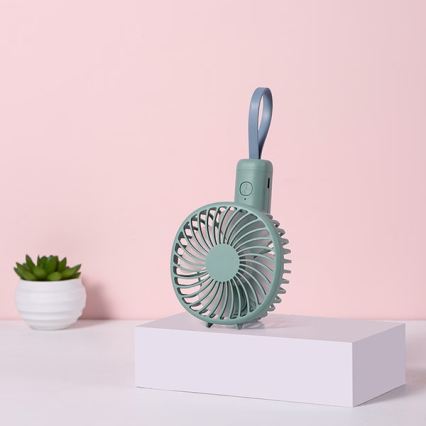 Újratölthető zsebventilátor 5W/5V, 1200 mAh, khaki