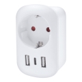 UK utazóadapter 230 V-hoz, 2× USB-A és 1× USB-C