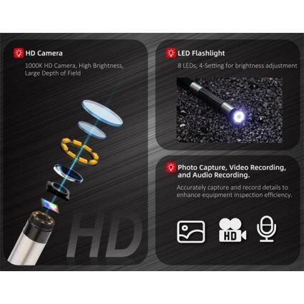 Uni-T - Csőkamera 3,7V 3000 mAh IP67 1m