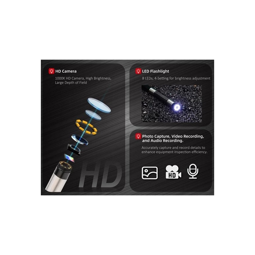 Uni-T - Csőkamera 3,7V 3000 mAh IP67 1m