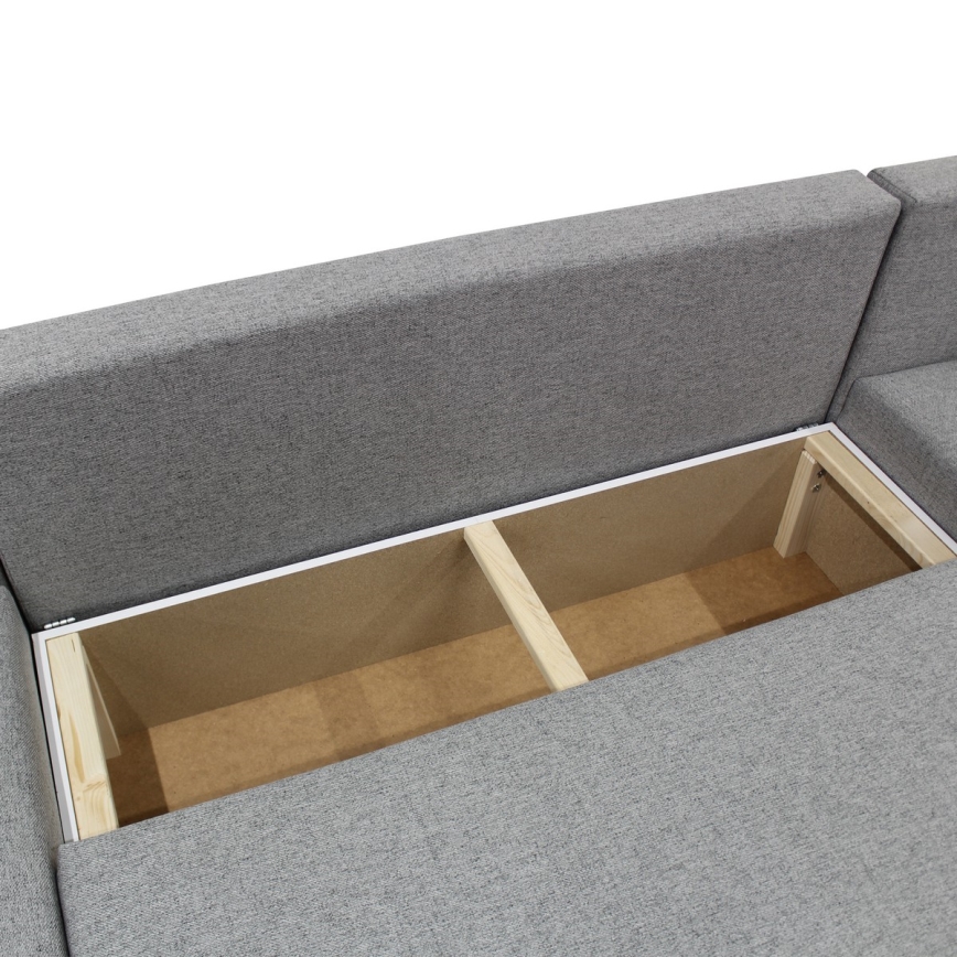ALMEIDA univerzális, ággyá nyitható U-alakú sarokkanapé tárolóval, szürke