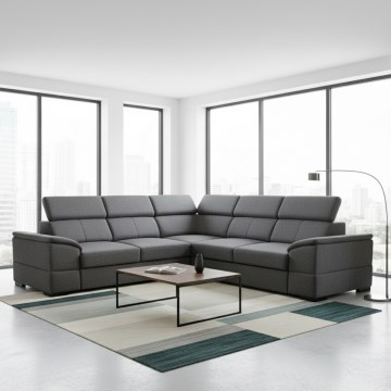 Univerzális, kihúzható sarokülőgarnitúra tárolóval GRANADA sötétszürke