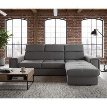 Univerzális L alakú kihúzható sarokülőgarnitúra tárolóhellyel SALVADA sötétszürke