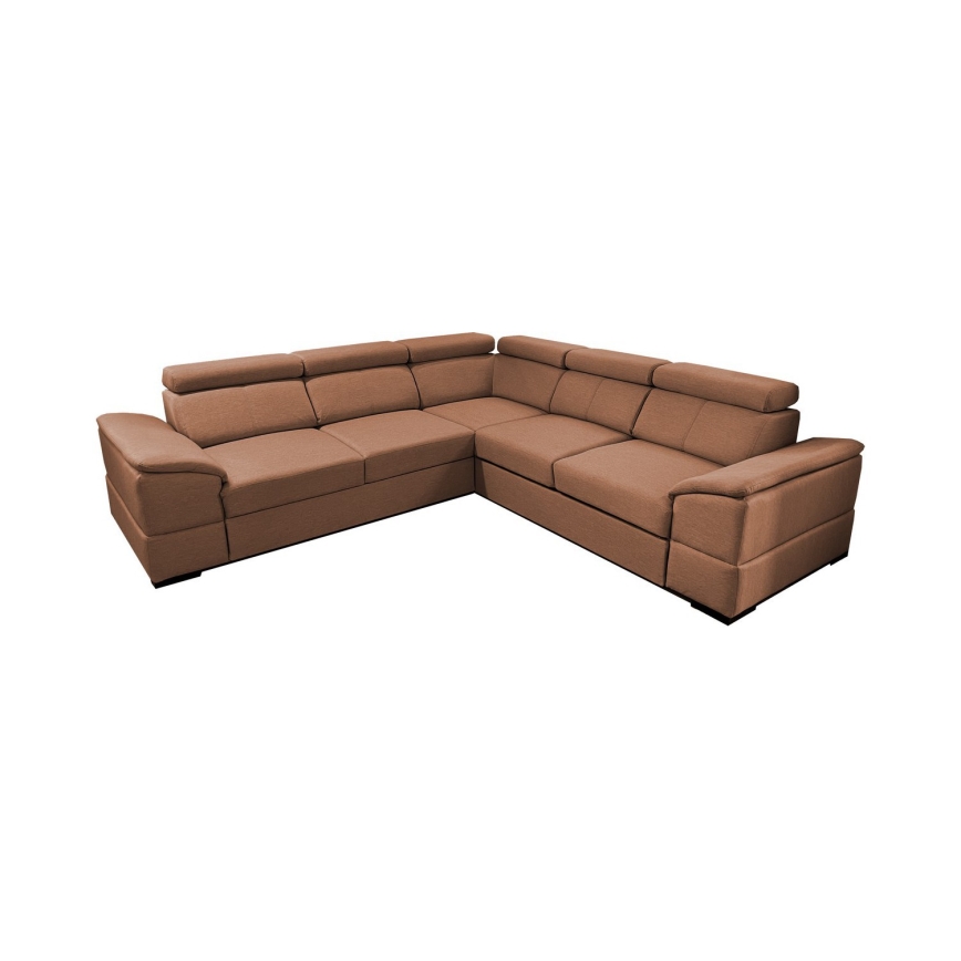 Univerzális, kihúzható sarokkanapé tárolóval GRANADA barna