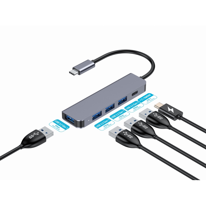 USB-C hub, 5 az 1-ben, 100W Power Delivery