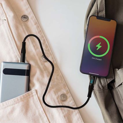 USB-C kábel LED kijelzővel 100W 1m