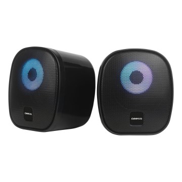USB Hangszóró RGB háttérvilágítással 2x3W/5V fekete