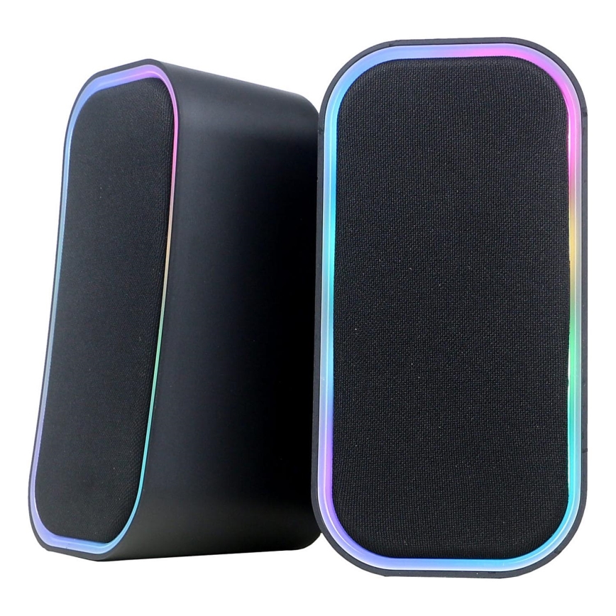 USB Hangszóró RGB háttérvilágítással 2x3W/5V fekete