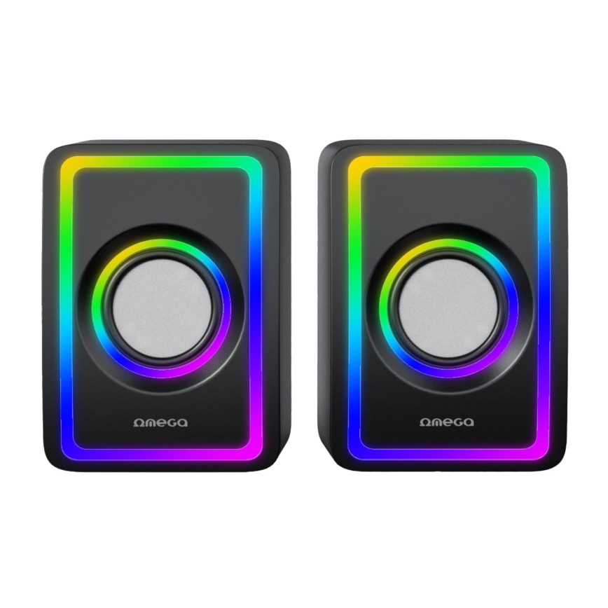 USB Hangszóró RGB háttérvilágítással 2x3W/5V fekete