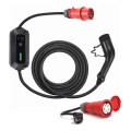 Utazási töltőállomás elektromos autókhoz EV/PHEV AC Típus 2 16A/400V 11kW IP55 7m + adapter 230V 3,7kW + tok