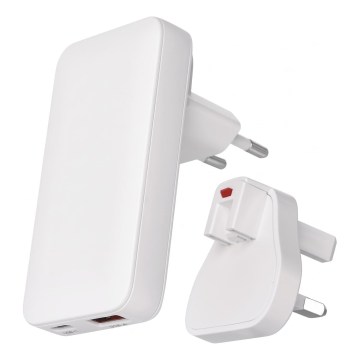 Utazóadapter cserélhető USB csatlakozófejekkel GaN 100-250V