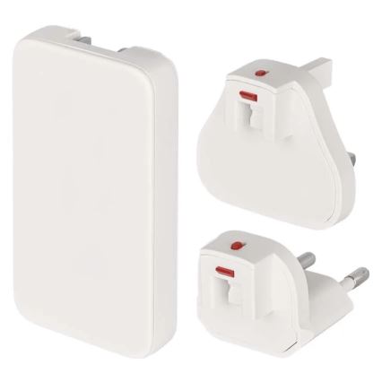 Utazóadapter cserélhető USB csatlakozófejekkel GaN 100-250V