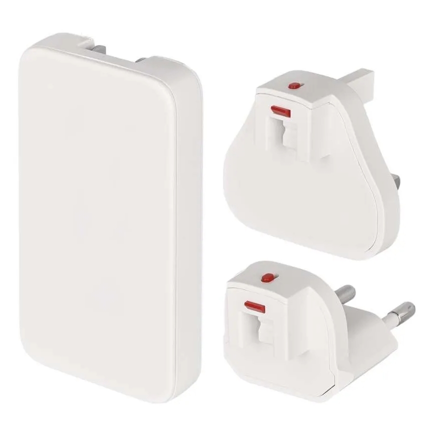 Utazóadapter cserélhető USB csatlakozófejekkel GaN 100-250V