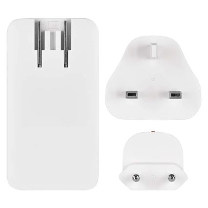Utazóadapter cserélhető USB csatlakozófejekkel GaN 100-250V