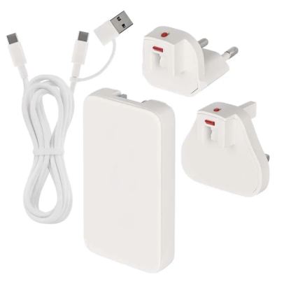 Utazóadapter cserélhető USB csatlakozófejekkel GaN 100-250V