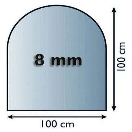 Üveg kandalló alá 1000x1000x8 mm félíves