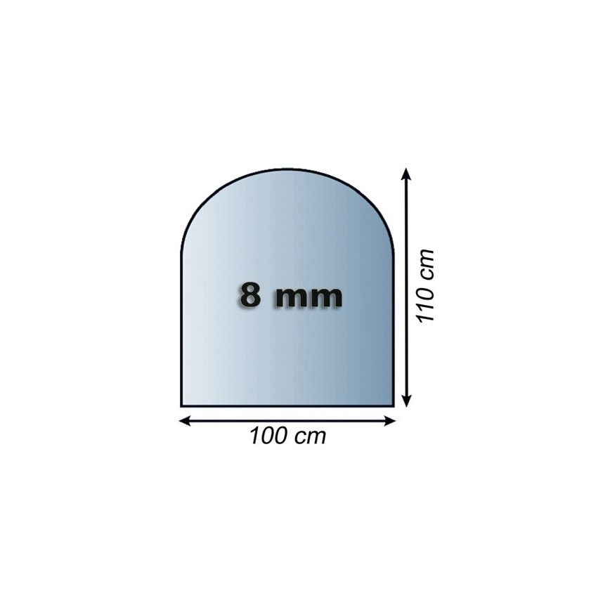 Üveg kandalló alá 1100x1000x8 mm félíves