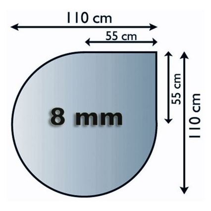 Üveg kandalló alá 1100x1100x8 mm könny