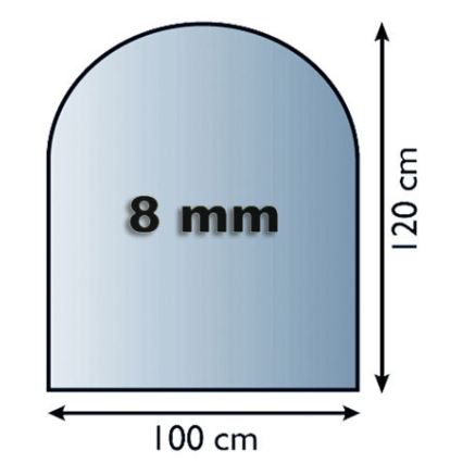 Üveg kandalló alá 1200x1000x8 mm félíves