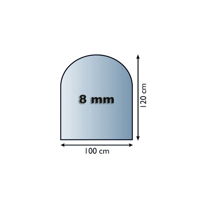 Üveg kandalló alá 1200x1000x8 mm félíves