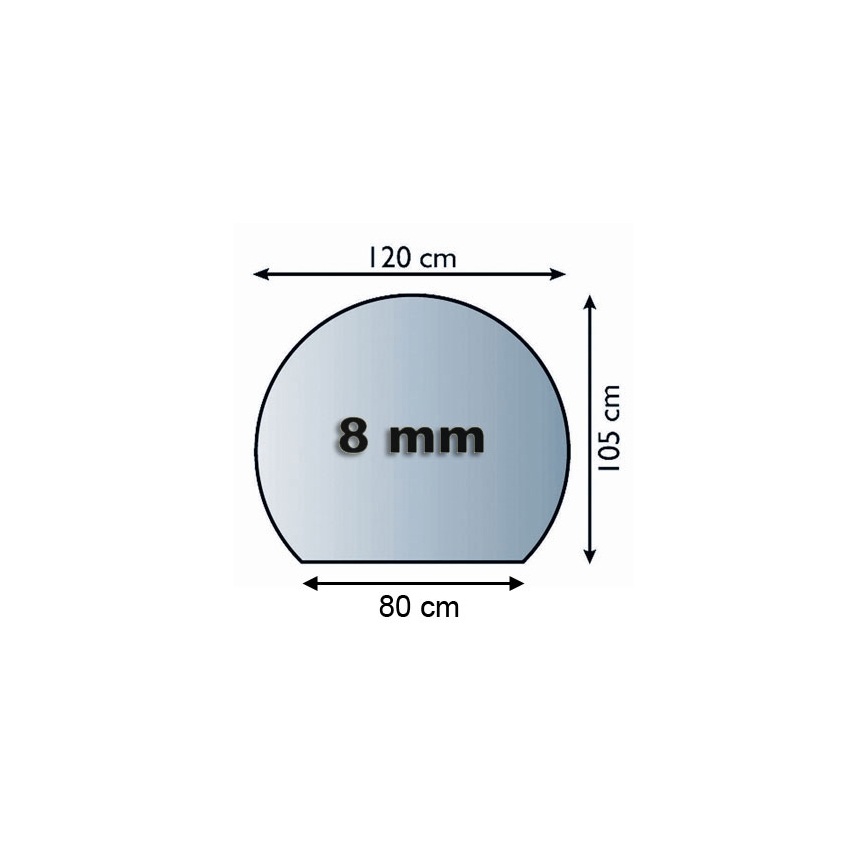 Üveg kandalló alá 1200x1050x8 mm félkör alakú