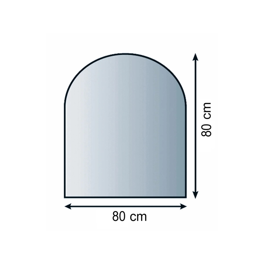 Üveg kandalló alá 800x800x8 mm félíves