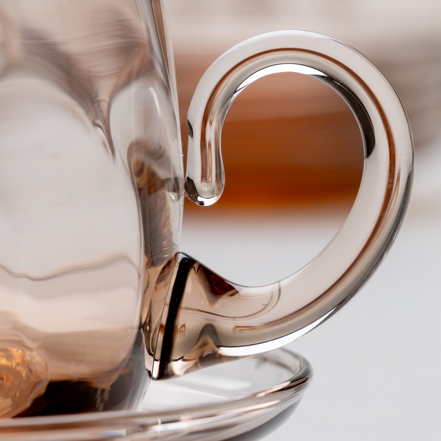 Üveg tea készlet barna