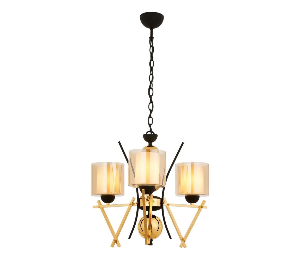 VARANA láncos csillár 3xE27/40W/230V fekete/arany 301AUR1229