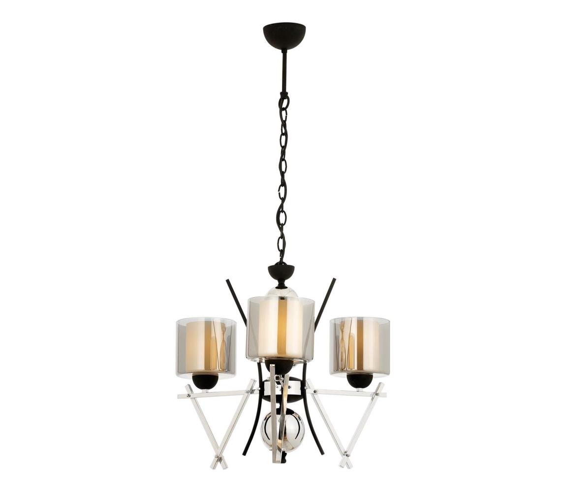 VARANA láncos csillár 3xE27/40W/230V fekete/fényes króm 301AUR1228