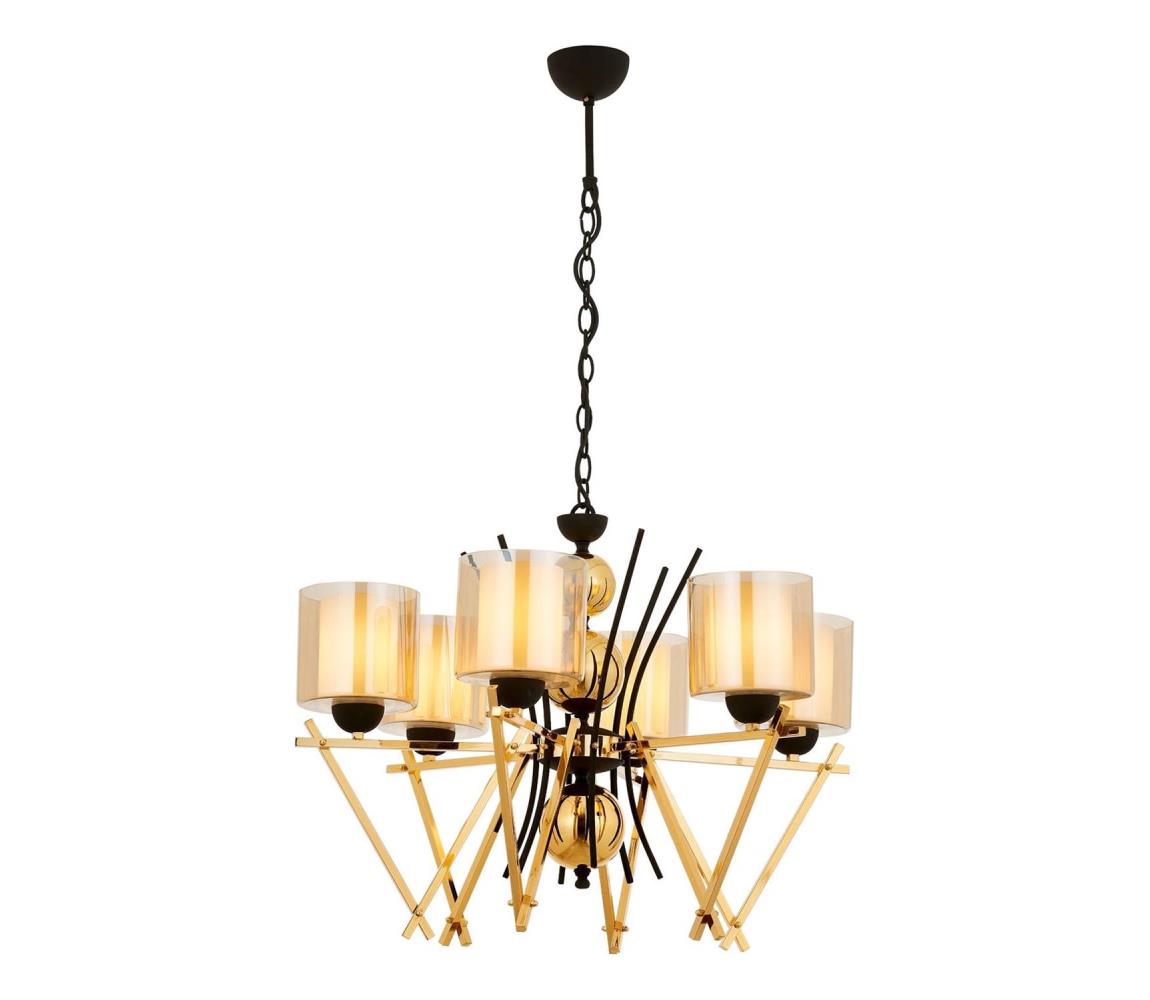 VARANA láncra akasztott csillár 6xE27/40W/230V fekete/arany 301AUR1231