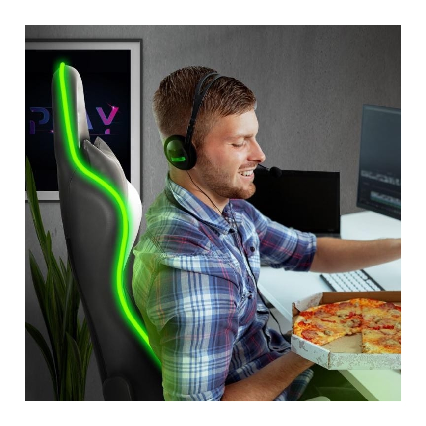 VARR Flash gaming szék LED RGB háttérvilágítással +távirányító fekete/fehér