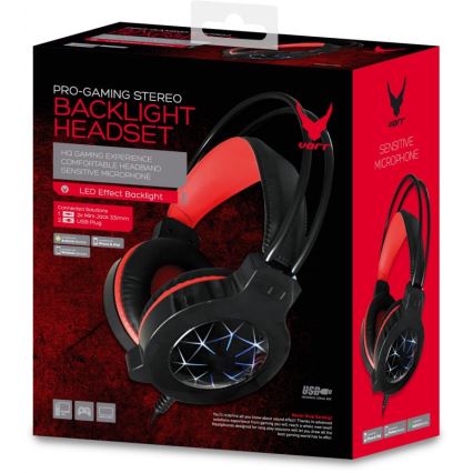 VARR Gaming LED fejhallgató mikrofonnal 3,5mm