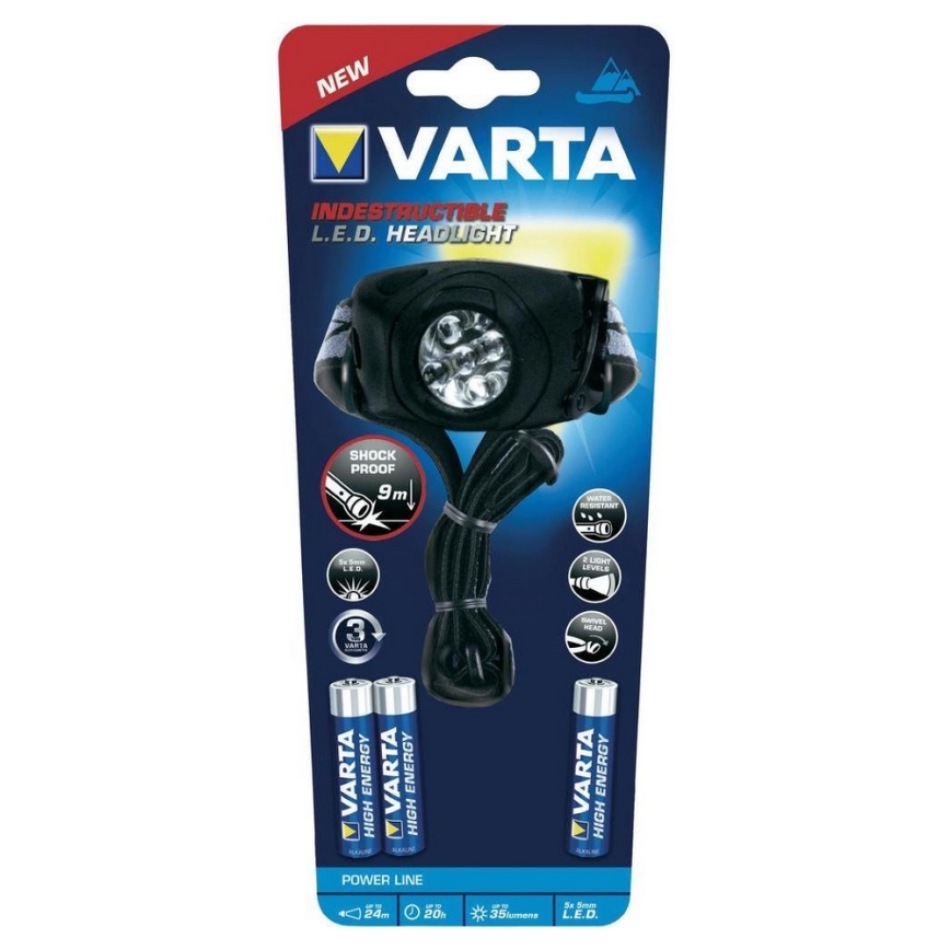 Varta 17730 - LED Fejlámpa INDESTRUCTIBLE H10 LED/3xAAA