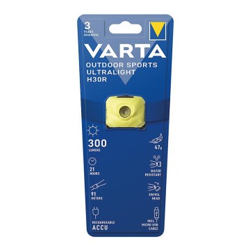 Varta 18631201401 - LED Dimmelhető újratölthető fejlámpa OUTDOOR SPORTS LED/5V 600 mAh IPX4 sárga