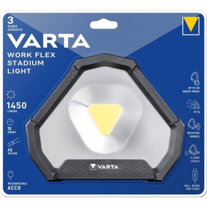 Varta 18647101401 - LED hordozható munkalámpa WORK FLEX LED/12W/5V 5200 mAh IP54