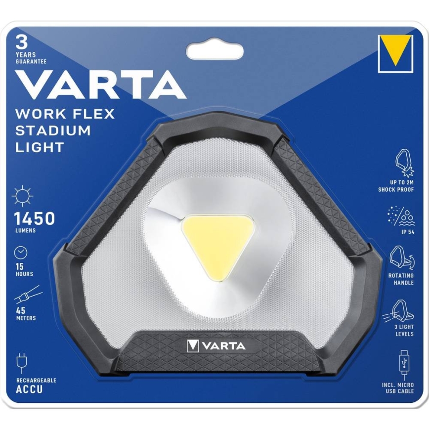 Varta 18647101401 - LED hordozható munkalámpa WORK FLEX LED/12W/5V 5200 mAh IP54