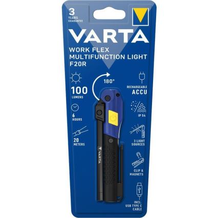 Varta 18649101401 - LED Tölthető zseblámpa WORK FLEX F20R LED/5V IP54