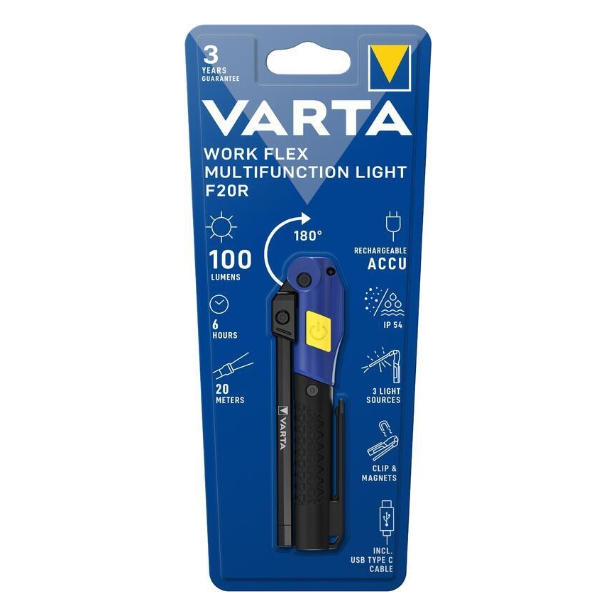 Varta 18649101401 - LED Tölthető zseblámpa WORK FLEX F20R LED/5V IP54