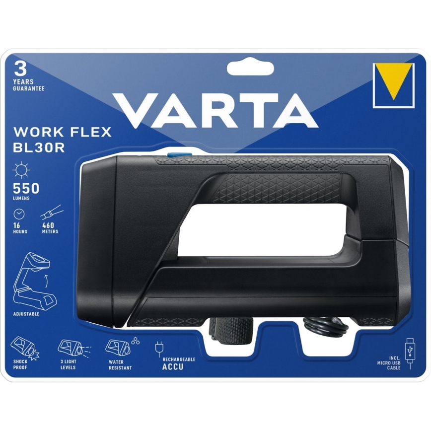 Varta 18684101401 - LED Hordozható zseblámpa WORK FLEX LED/5W/5V 2600mAh IPX4