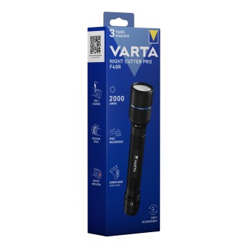 Varta 18922101111 - LED újratölthető zseblámpa beépített power bankkal NIGHT CUTTER PRO F40R LED/USB IP67 5200 mAh