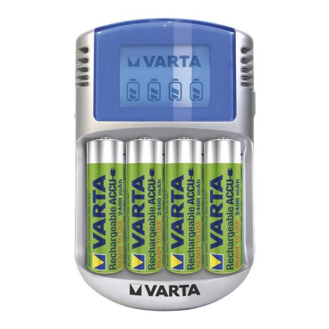 Varta 57070 - Töltő LCD 4xAA/AAA 2400mAh 100-240V/12V/5V