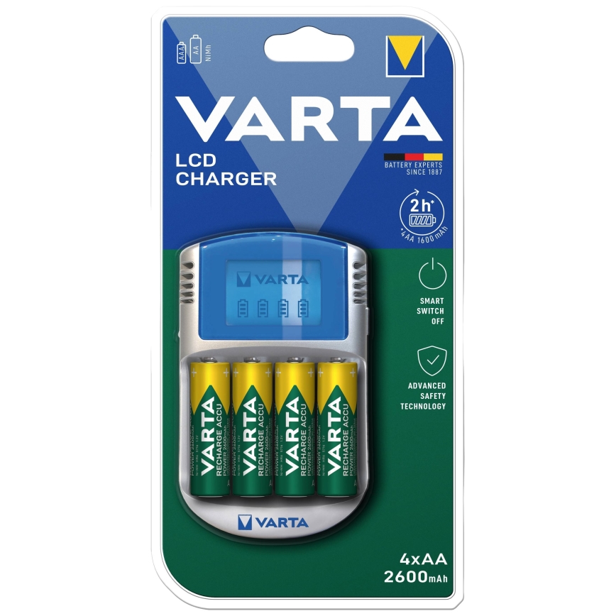 Varta 57070201451 - LCD akkumulátortöltő 4xAA/AAA 2600mAh 5V