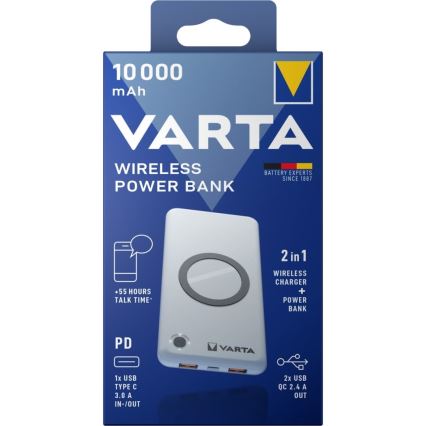 Varta 57913101111 - ENERGY 10000mAh/3x2,4V vezeték nélküli töltésű Power Bank