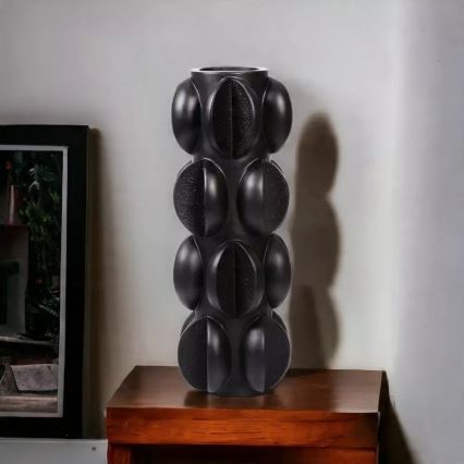 Váza 37x15 cm gyanta/matt fekete