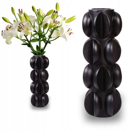 Váza 37x15 cm gyanta/matt fekete