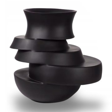 Váza 38x33x36 cm gyanta/matt fekete