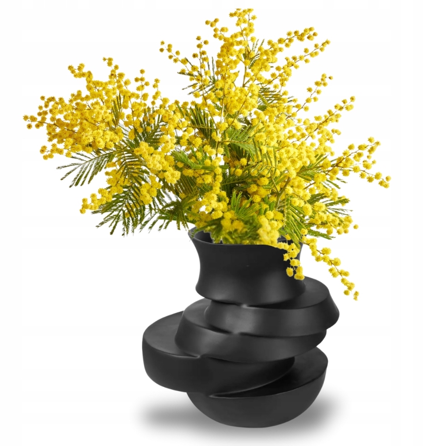 Váza 38x33x36 cm gyanta/matt fekete