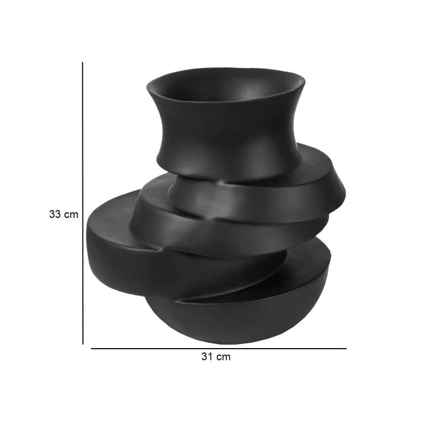 Váza 38x33x36 cm gyanta/matt fekete