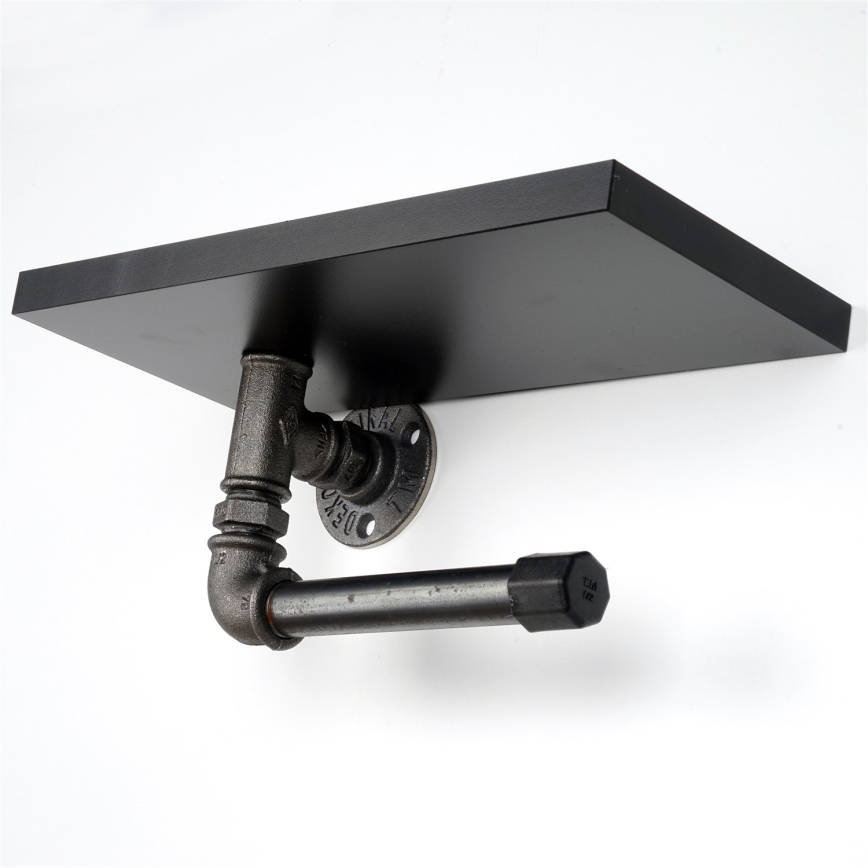 Vécépapír tartó polccal BORU 12x30 cm fekete