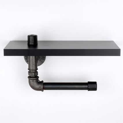 Vécépapír tartó polccal BORU 12x30 cm fekete